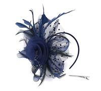 Fascia Di Piume Vintage Lace Rose Capelli Bands Elegante Lady Flapper Great Gatsby Fascia perla Partito Partito Bridal Headpiece Fascia Piume Di Pavone(Navy)