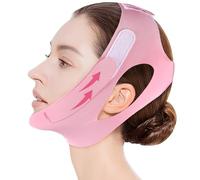 Fascia Doppio Mento Donna Regolabile, Maschera Lifting Viso Snellente Riutilizzabile per V-Line, Maschera Doppio Mento Adatto a Tutte le Forme del Viso, Rosa Chiaro