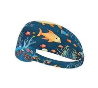 Fascia elastica blu subacquea World of Fish per esercizi, fitness, yoga, ciclismo, sport all'aria aperta, fascia elastica per assorbire il sudore