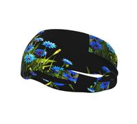 Fascia elastica con fiori di fiordaliso, yoga, sport, fitness, unisex, per corsa, basket, sport, assorbe il sudore,