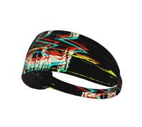 Fascia elastica da corsa - Stampa teschio gotico grunge, ideale per esercizi intensi