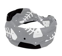 Fascia elastica da donna con gatto nero e lisca di pesce bianca, fascia elastica a turbante larga, fascia morbida per capelli antiscivolo, per yoga, allenamento, sport, corsa