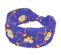 Fascia elastica da donna con motivo scimmia storta viola scuro, larga fascia per capelli antiscivolo, fascia per il sudore, fascia per la testa per yoga, palestra, corsa, fitness, sport