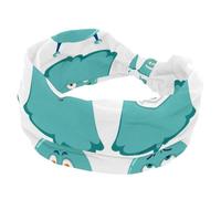 Fascia elastica da donna, larga, antiscivolo, blu, con alieni carini, fascia per il sudore, fascia per yoga, per allenamento, palestra, corsa, fitness, sport