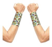 Fascia elastica di supporto per il polso con pappagallo tropicale, compressione per il polso, fascia antisudore, 1 paio per uomo e donna, 3,15 x 5,1 pollici.