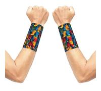 Fascia elastica di supporto per il polso con pappagallo tropicale, compressione per il polso, fascia antisudore, 1 paio per uomo e donna, 3,15 x 5,1 pollici.