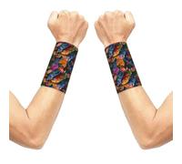 Fascia elastica di supporto per il polso con pappagallo tropicale, compressione per il polso, fascia antisudore, 1 paio per uomo e donna, 3,15 x 5,1 pollici.