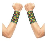 Fascia elastica di supporto per il polso con pappagallo tropicale, compressione per il polso, fascia antisudore, 1 paio per uomo e donna, 3,15 x 5,1 pollici.