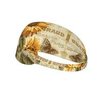Fascia elastica elastica con stampa di girasoli retrò, regolabile, morbida, traspirante, ideale per calcio, palestra, ciclismo