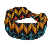 Fascia elastica larga da donna con motivo a zig-zag, antiscivolo, traspirante, per yoga, palestra, corsa, fitness, sport, colore: nero, rosso, rosa, arancione