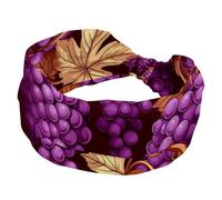 Fascia elastica larga per capelli da donna, alla moda, fascia per capelli antiscivolo, fascia per capelli Happy Thanksgiving Grapes Sweat Workout Head Wraps, accessori per capelli