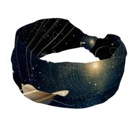 Fascia elastica larga per capelli, da donna, con cielo stellato, pianeta, antiscivolo, annodata, per sport, allenamento, accessori per capelli