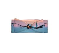 Fascia elastica morbida con fiocco con stampa di aeroplano nelle luci della sera, carina, delicata, accessori per capelli per neonati, regalo per luna piena