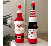 Fascia elastica per bottiglia di vino, realizzata a mano all'uncinetto, per tema Babbo Natale e naso rosso, decorazione riutilizzabile per le vacanze, per tavoli, bar e feste, regalo di Natale