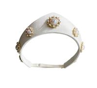 Fascia elastica per capelli alla moda, stile retrò, con perle, per donne e ragazze, feste, matrimoni e servizi fotografici, elegante copricapo da sposa