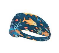 Fascia elastica per capelli blu subacquea World Of Fish unisex per sport all'aria aperta, yoga, corsa, fitness