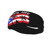 Fascia elastica per capelli con bandiera del Porto Rico, per uomini e donne, fascia per il sudore sportiva portoricana per allenamento, yoga, palestra, corsa