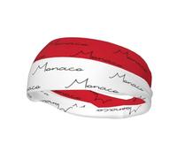 Fascia elastica per capelli con bandiera del Principato di Monaco, fascia sportiva patriottica per ciclismo, calcio e camminata.