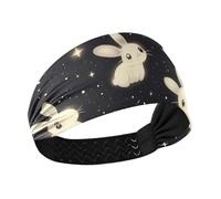 Fascia elastica per capelli con coniglietto nero in stile cartone animato carino antiscivolo per capelli per lavare il viso Uso quotidiano escursionismo lavaggio viso colorato Duchshund Dog Stars