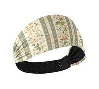 Fascia elastica per capelli con fiori in stile pastorale, strisce verdi, antiscivolo, per yoga, atletica, sport, make up calcio