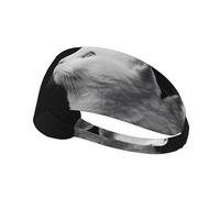 Fascia elastica per capelli con gatto bianco che guarda in lontananza: fascia elastica per corsa, palestra, ciclismo, yoga, fitness e viaggi