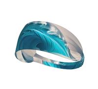 Fascia elastica per capelli con onde del mare blu, unisex, assorbe l'umidità ed elimina il sudore in eccesso, adatta per sport come calcio, corsa, yoga, ecc.