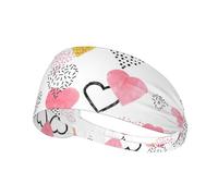 Fascia elastica per capelli con stampa a forma di cuore rosa oro e rosa, compatibile con casco, per escursionismo, ciclismo, corsa, allenamento all'aperto