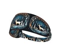 Fascia elastica per capelli con stampa di cervi e albero di Natale, per donne e uomini, morbida fascia per capelli per yoga, corsa, uso quotidiano