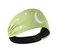 Fascia elastica per capelli con stelle e luna, colore verde, antiscivolo, per tennis, pallavolo, calcio, escursionismo
