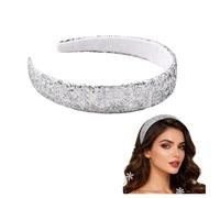 Fascia elastica per capelli da discoteca con paillettes argentate, da donna, con glitter natalizi scintillanti, per capelli spessi e sottili, elastica, per capelli corti e lunghi, con paillettes, per