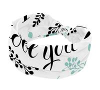 Fascia elastica per capelli da donna, ampia fascia per capelli con sfondo "I Love You", antiscivolo, fascia per il sudore, fascia per la testa per yoga, allenamento, sport, palestra, corsa, fitness