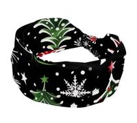 Fascia elastica per capelli da donna, ampia, fiocchi di neve di Natale, alberi colorati, stelle, antiscivolo, fascia per il sudore, fascia per la testa per yoga, allenamento, sport, palestra, corsa