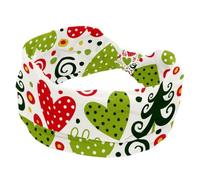 Fascia elastica per capelli da donna, assorbe il sudore, per sport, yoga, allenamento, con cuore, verde, rosso, morbida, larga, annodata