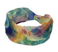 Fascia elastica per capelli da donna, colorata, misteriosa, con texture a vortice, larga, antiscivolo, fascia per il sudore, fascia per la testa per yoga, palestra, corsa, fitness, sport