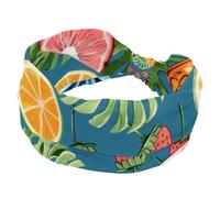 Fascia elastica per capelli da donna, con ananas, limone, fragola, blu, fascia per capelli antiscivolo, per allenamento, yoga, sport, corsa