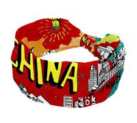 Fascia elastica per capelli da donna, con mappa della Cina, larga, antiscivolo, fascia per il sudore, fascia per yoga, allenamento, sport, palestra, corsa, fitness