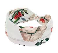 Fascia elastica per capelli da donna, con motivo a cuore rosa, senza cuciture, fascia larga, annodata, fascia per capelli vintage, per uso quotidiano, yoga, allenamento