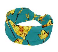 Fascia elastica per capelli da donna, con motivo a farfalla blu che vola liberamente, fascia per capelli antiscivolo, fascia per il sudore, fascia per la testa per yoga, allenamento, sport, palestra