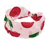 Fascia elastica per capelli da donna, con motivo di ciliegie e cuore, antiscivolo, fascia per il sudore, per yoga, allenamento, sport, palestra, corsa, fitness