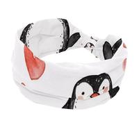 Fascia elastica per capelli da donna, con pinguino e cuore, antiscivolo, fascia per il sudore per yoga, allenamento, sport, palestra, corsa, fitness