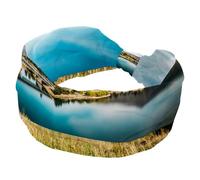Fascia elastica per capelli da donna, con ponte che attraversa il lago, antiscivolo, fascia per il sudore, per yoga, allenamento, sport, palestra, corsa, fitness
