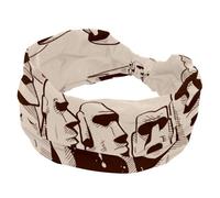 Fascia elastica per capelli da donna, con statua Moai dell'isola di Pasqua, larga, antiscivolo, fascia per il sudore, fascia per la testa per yoga, allenamento, sport, palestra, corsa, fitness