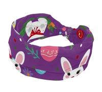 Fascia elastica per capelli da donna, con uova di coniglio pasquale, larga, antiscivolo, fascia per il sudore per yoga, allenamento, sport, palestra, corsa, fitness