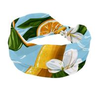 Fascia elastica per capelli da donna, estiva, con frutta, limone, arancia, banana, yoga, allenamento, sport, turbante con nodo attorcigliato, fascia larga per capelli per ragazze e donne