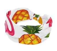 Fascia elastica per capelli da donna, larga, con fenicottero, ananas, anguria, antiscivolo, fascia per il sudore, fascia per la testa per yoga, allenamento, palestra, corsa, fitness, sport