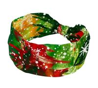 Fascia elastica per capelli da donna, motivo alberi di Natale con fiocco di neve, fascia per capelli larga, antiscivolo, fascia per il sudore, fascia per la testa per yoga, allenamento, palestra
