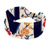 Fascia elastica per capelli da donna, turbante sportivo, con nodo morbido, con lettera M, sfondo floreale, fascia per capelli per yoga, allenamento quotidiano