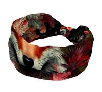 Fascia elastica per capelli da donna, turbante sportivo, morbida fascia per capelli annodata con fiore e volpe, per yoga, allenamento quotidiano