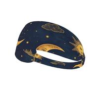 Fascia elastica per capelli da ginnastica, traspirante e antiscivolo, con motivo astrologico boho, ispirata al Sole e alla Luna.