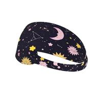 Fascia elastica per capelli da ginnastica, traspirante e antiscivolo, con motivo astrologico boho, ispirata al Sole e alla Luna.